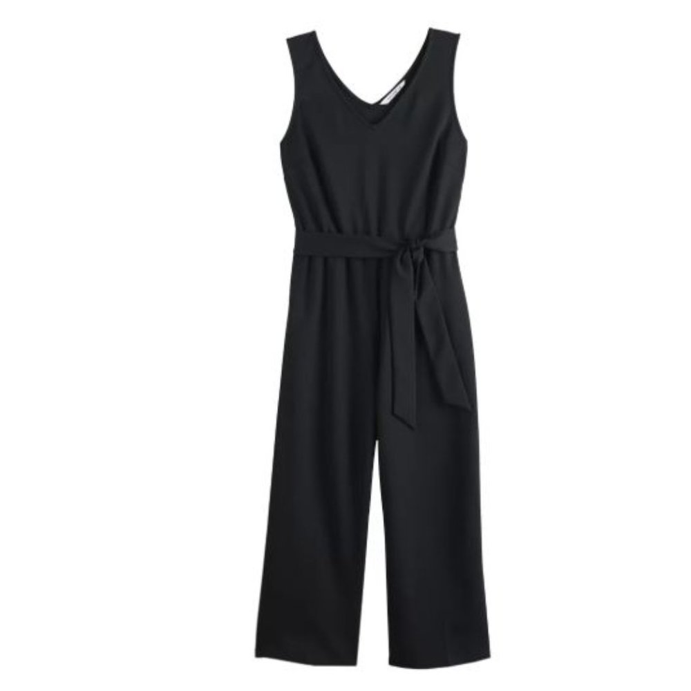 NWT Popsugar Black Tie Front Knit Jumpsuit Size XS